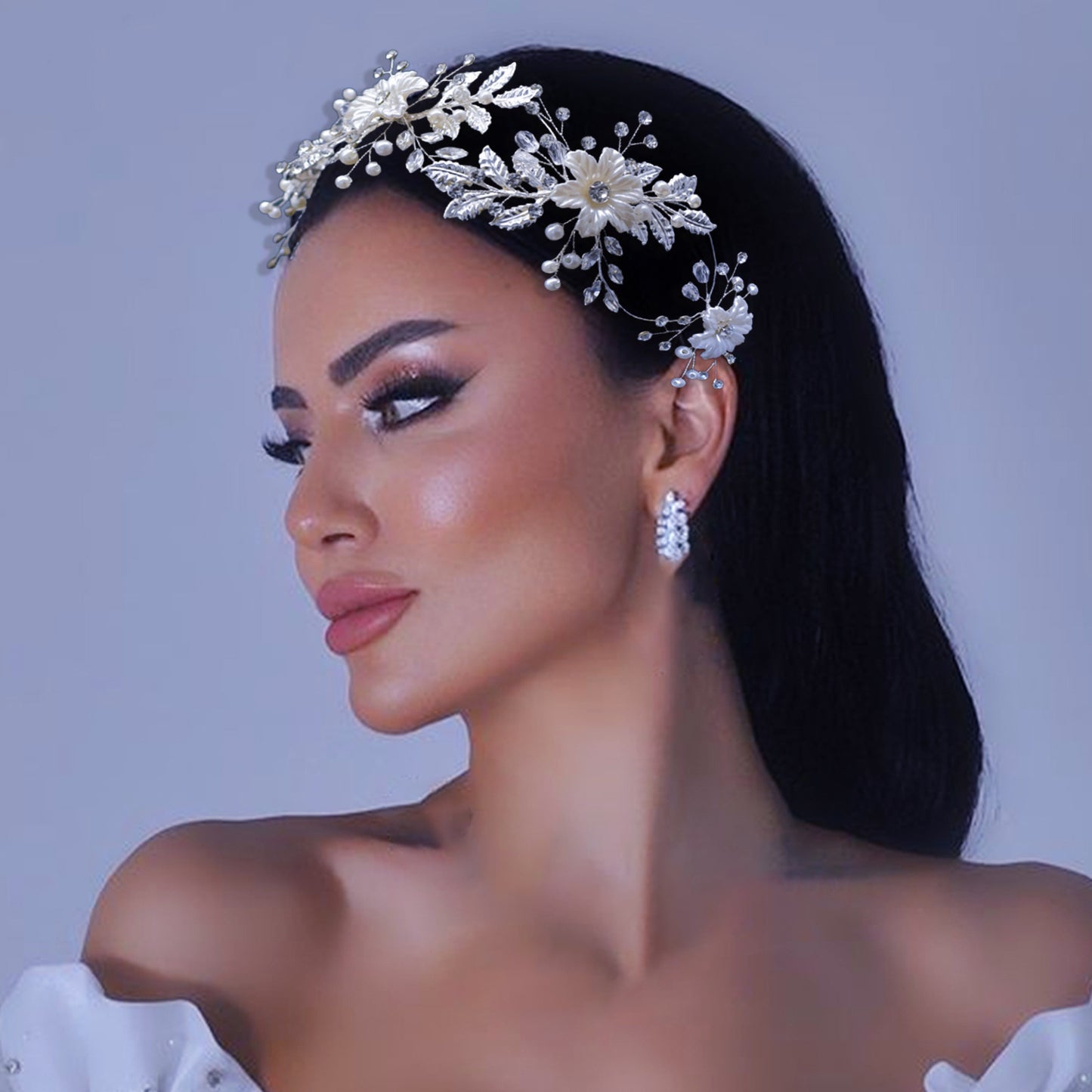 Bride handmade rhinestone flower headband