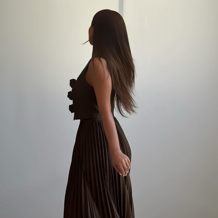 Womens Summer Sleeveless Vest & Pleated Skirt Two-Piece Set