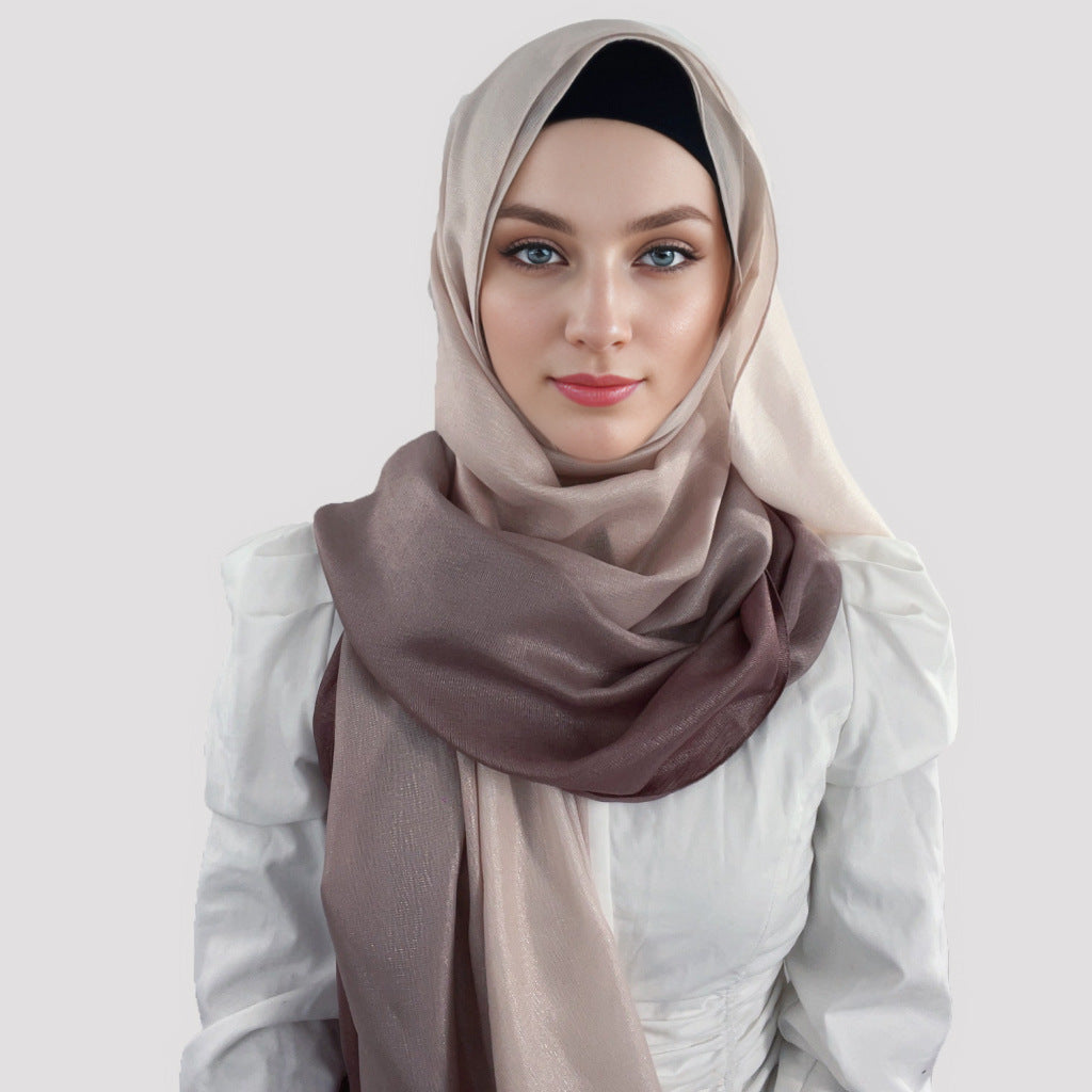 New silk-feel gradient fashion hijab