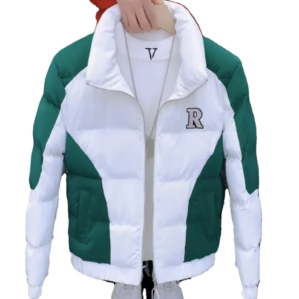 Stylish Embroidered Short Ruffian Jacket for Men Korean Winter Cotton Coat (On Hand)