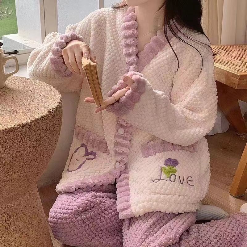 Cozy Coral Velvet Pajamas