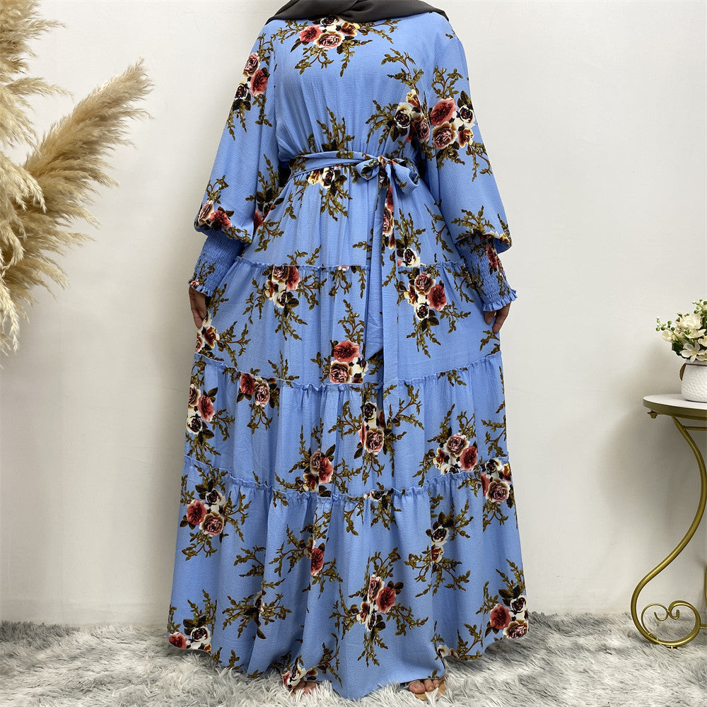 Elegant Printed Long Skirt Base Wear Dress
