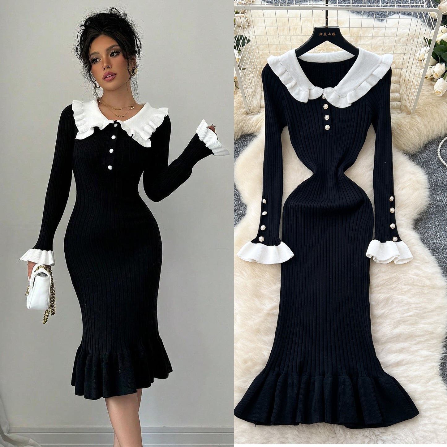 Vintage-Inspired Knitted Dress