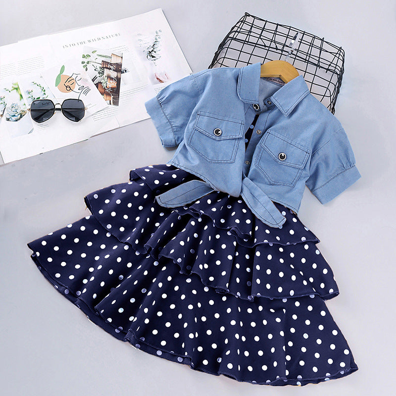 Girls' Denim Suspenders Dress Set