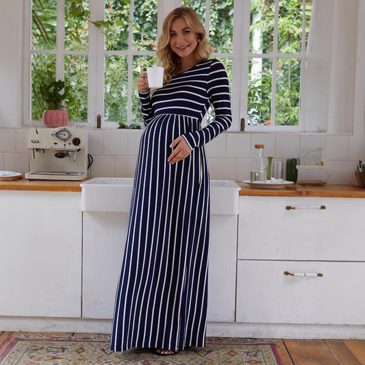 Nautical Elegance Maternity Dress