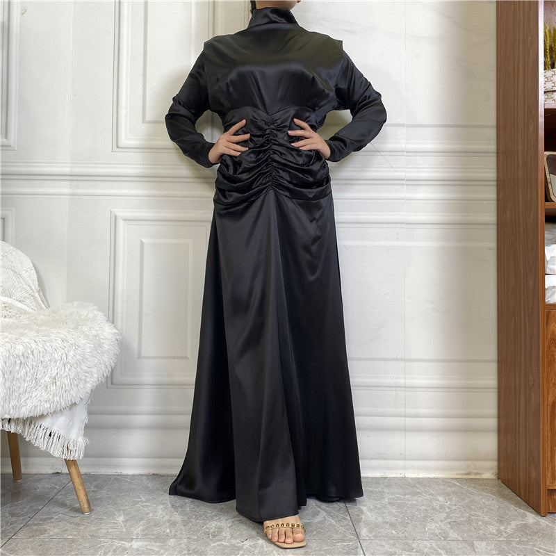 Elegant High Neck Satin Maxi Dress
