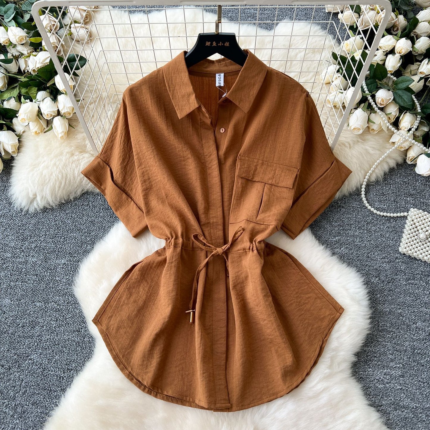 Lace-Up Waist Two-Piece Set