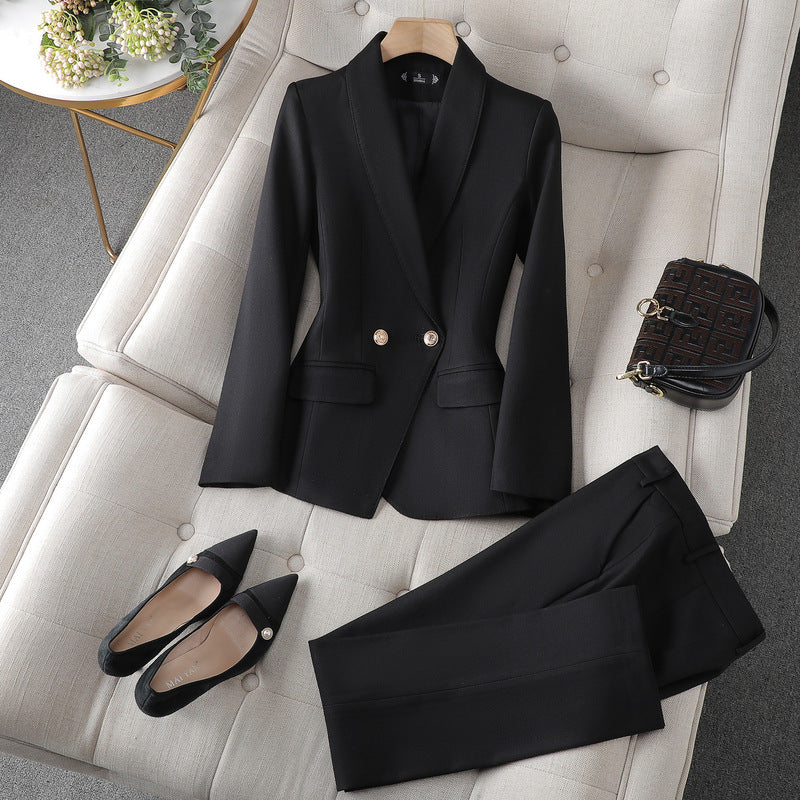 Women's Burgundy High-End Blazer Suit Set