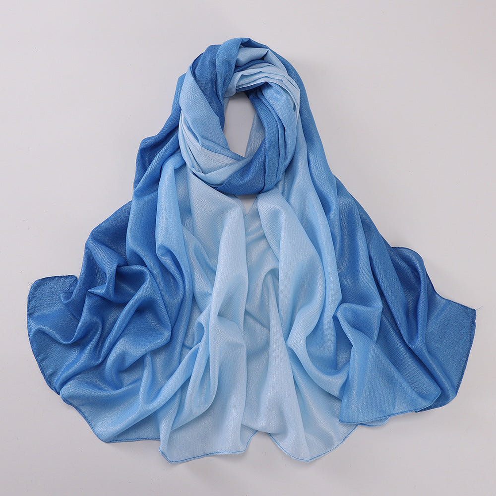 New silk-feel gradient fashion hijab