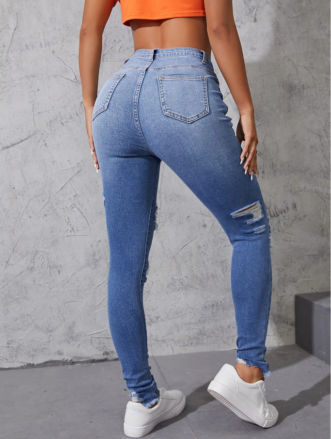 Ripped skinny, casual fashion, skinny trousers