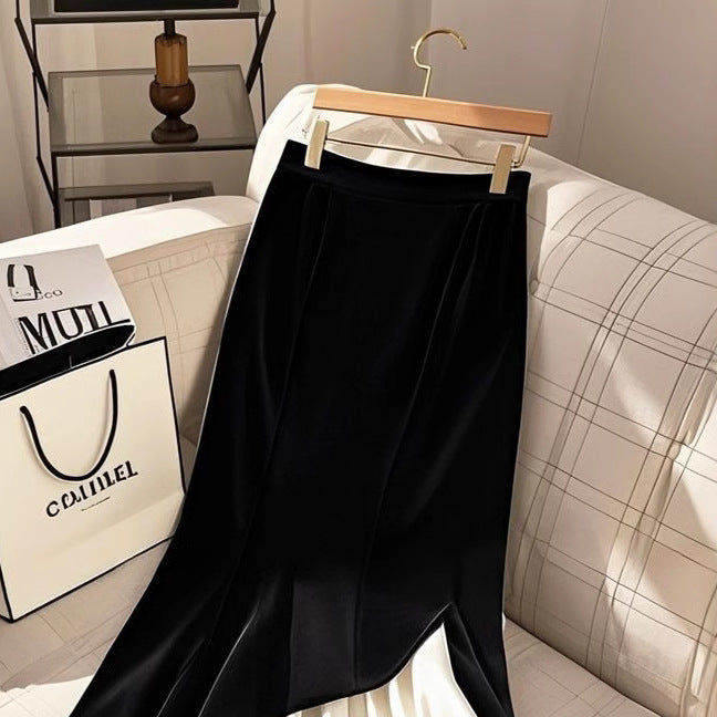 High-Waisted Velvet Skirt