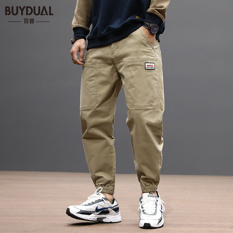 Men's Autumn Loose Fit Stretch Harem Pants Army Green Cargo