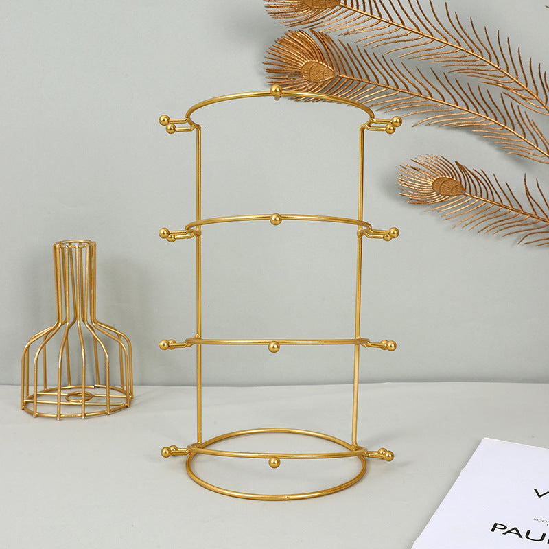 Bridal crown display shelf, hair ornament shelf, gold