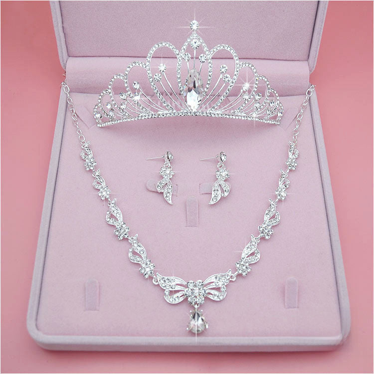 Bridal Headwear, Necklace Three-Piece Crown Wedding Accessories