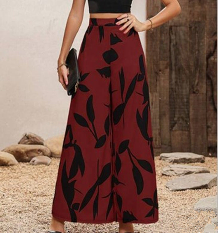 Summer Temperament Elasticated Waist Wide-leg High-waisted Thin Trousers