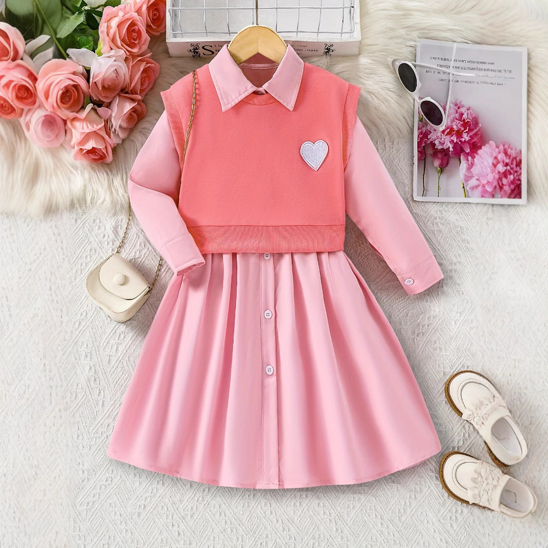 Spring Love Embroidery Two-Piece for Girls