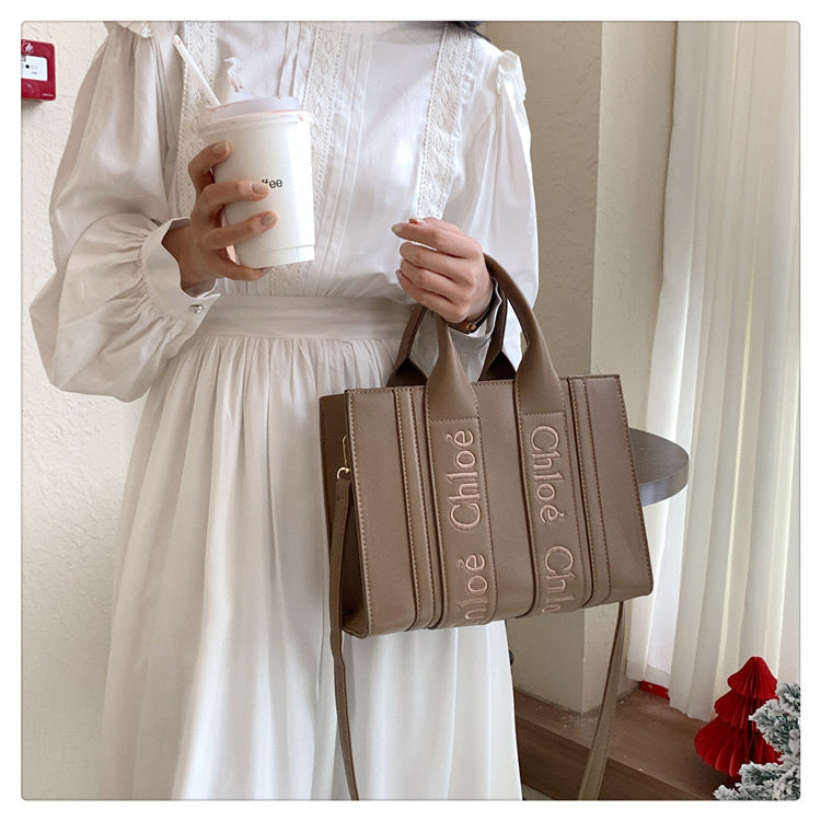 Korean Embroidery Letter Tote Bag