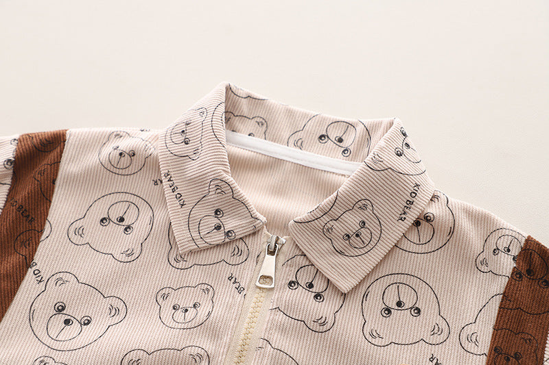 Bear Print Corduroy Set
