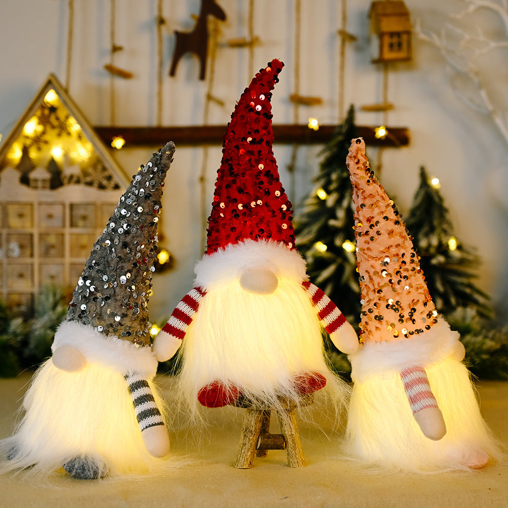 Christmas sequins with lights Rudolph doll decoration