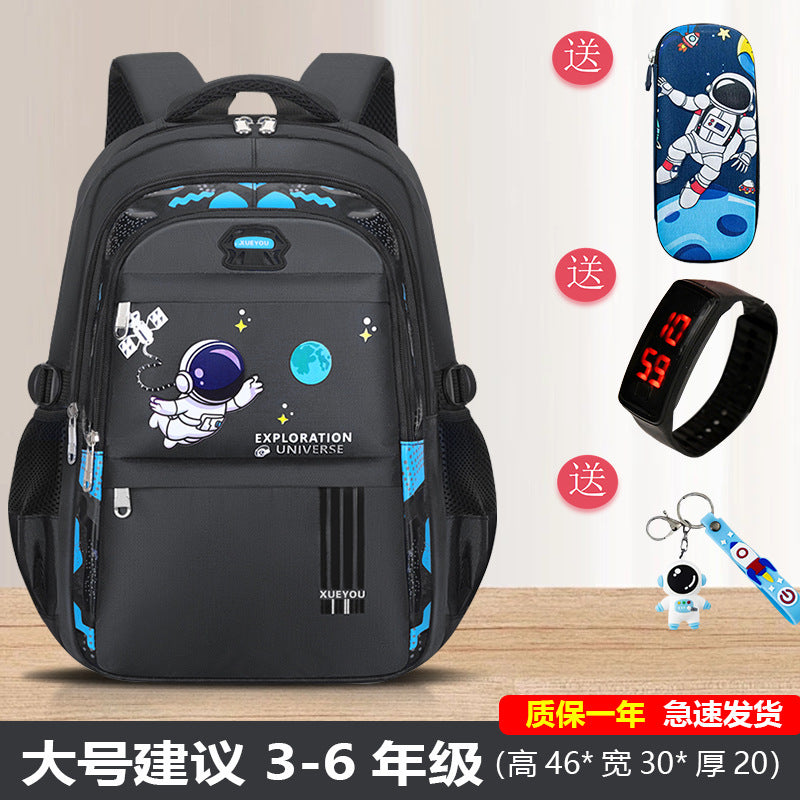 Space-Themed School Backpack for Grades 1-9 Large Capacity & Lightweight