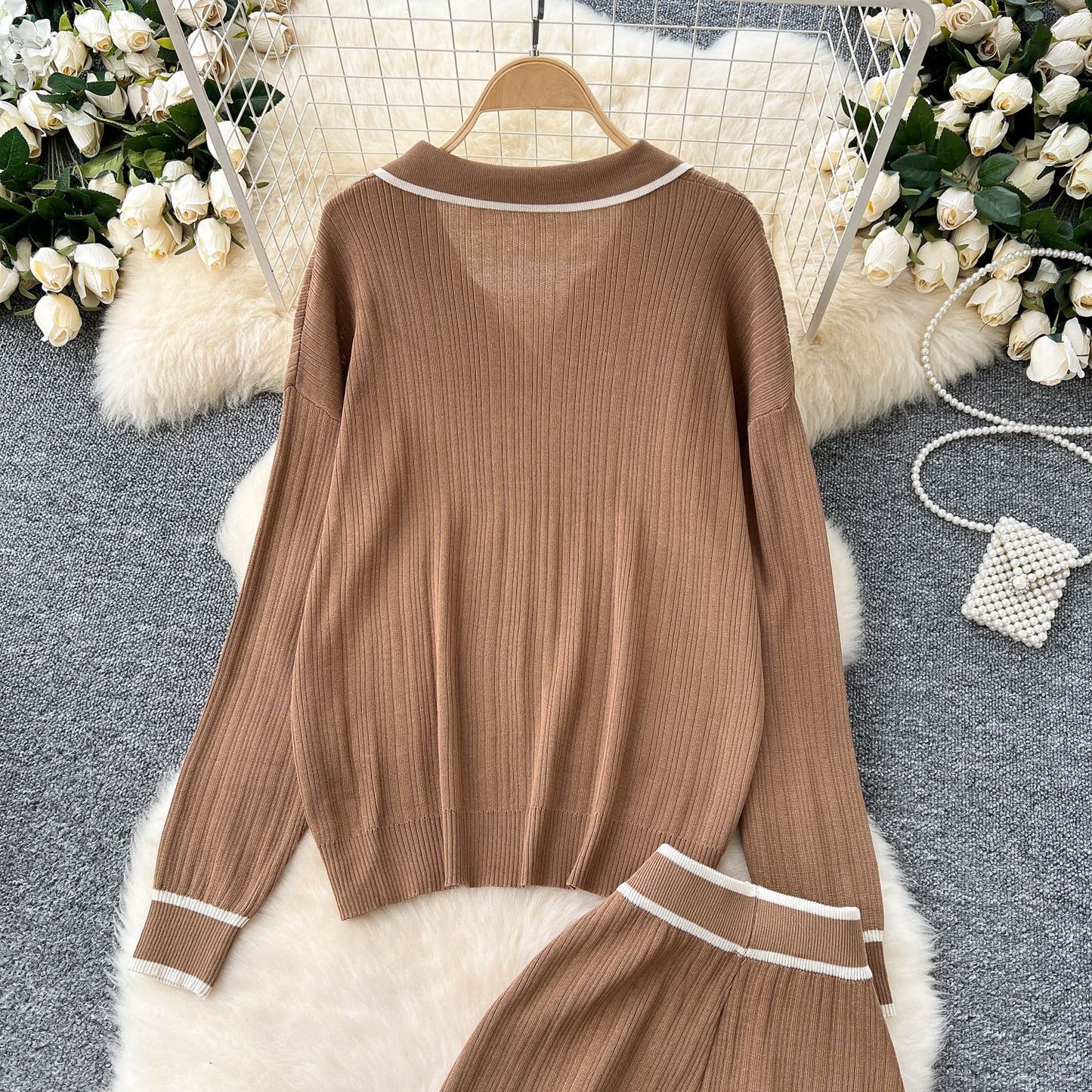 Knit Sweater & Wide-Leg Pants Set
