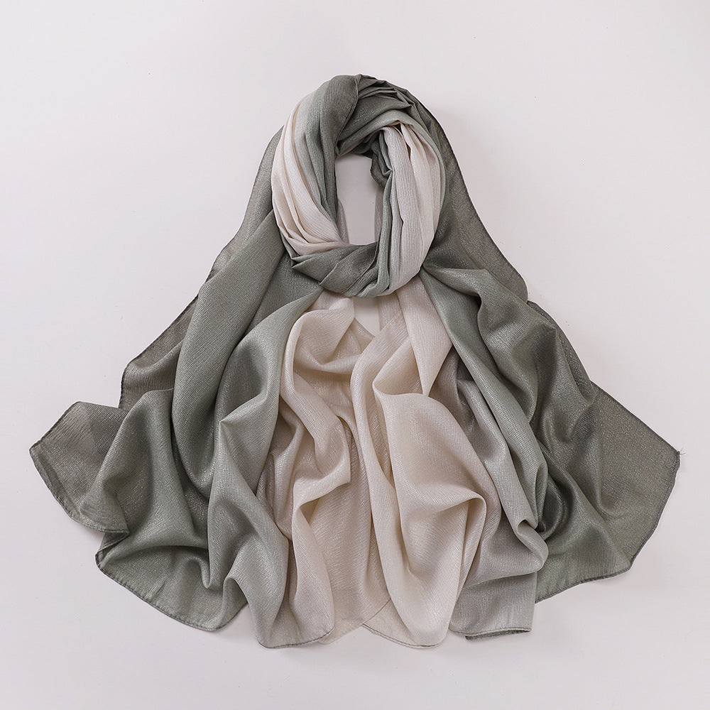 New silk-feel gradient fashion hijab