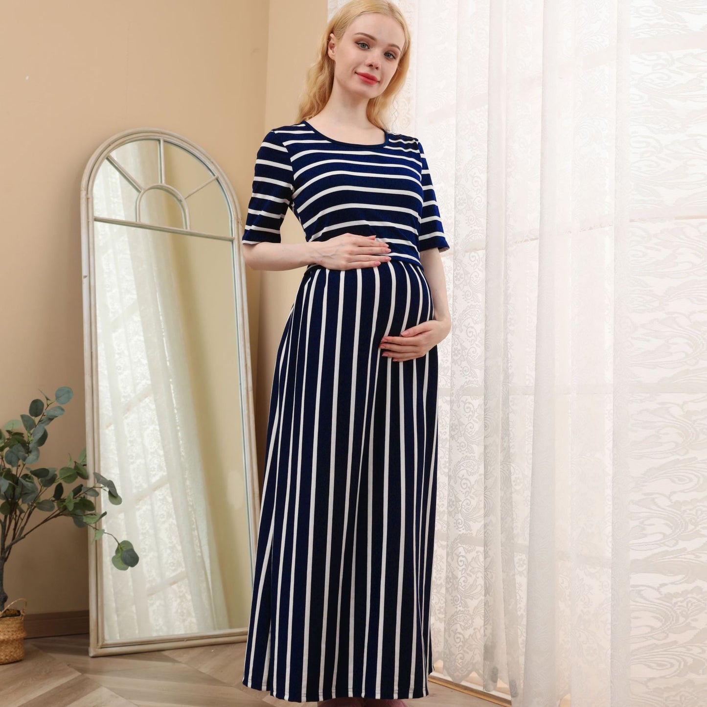 Nursing Stripe Maternity Dress