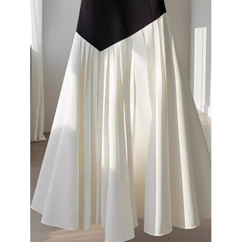 Classic Black & White Paneled Skirt