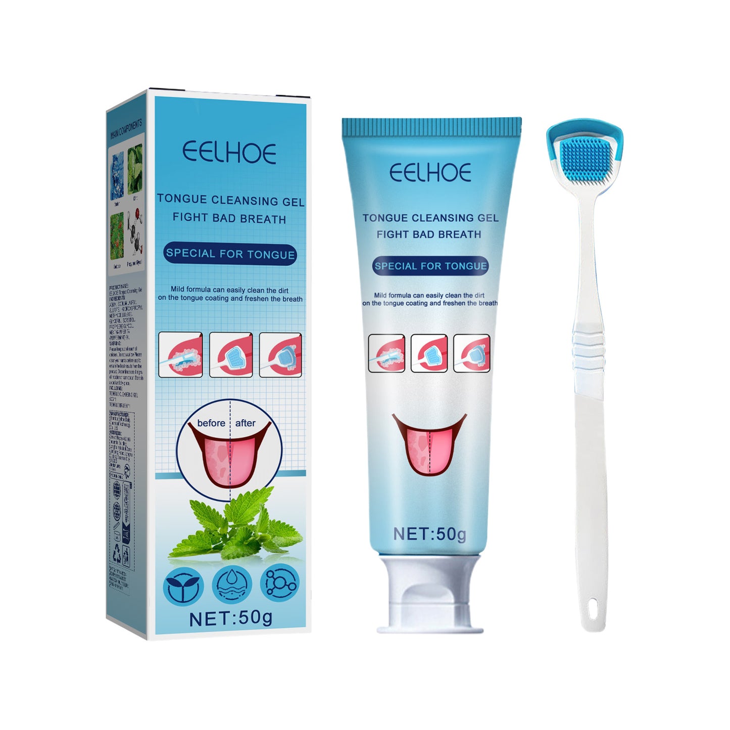 eelhoe tongue cleaning gel with brush cleaning artifact oral care to remove odor and fresh breath