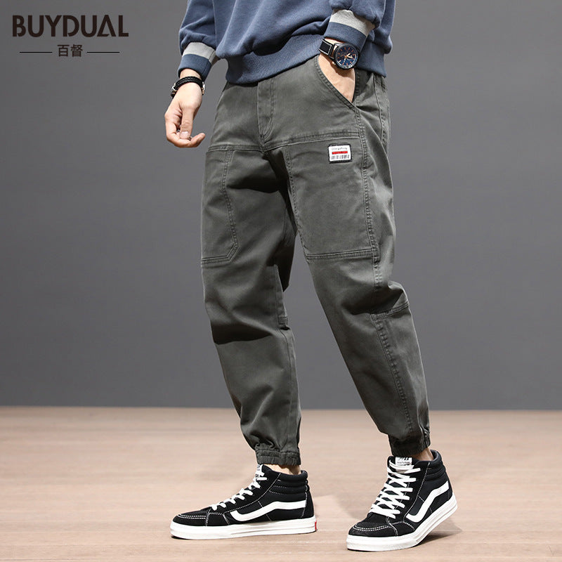 Men's Autumn Loose Fit Stretch Harem Pants Army Green Cargo