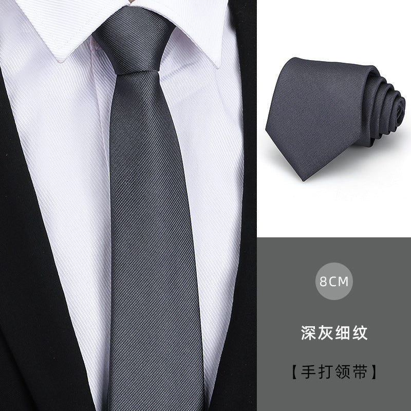 Tie men's formal wear business black glossy narrow zipper professional wedding groom korean zipper hand tie