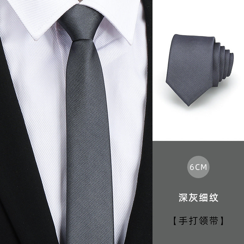 Tie men's formal wear business black glossy narrow zipper professional wedding groom korean zipper hand tie