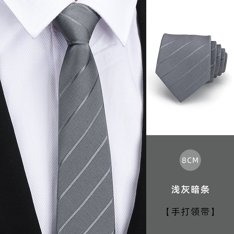 Tie men's formal wear business black glossy narrow zipper professional wedding groom korean zipper hand tie