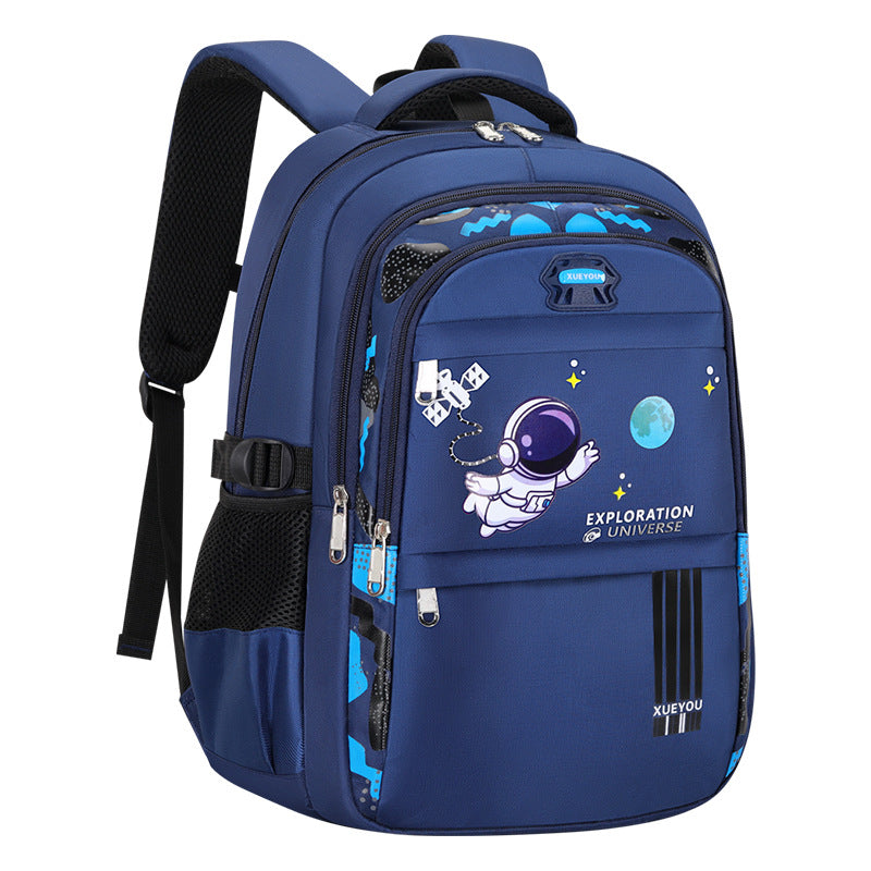 Space-Themed School Backpack for Grades 1-9 Large Capacity & Lightweight