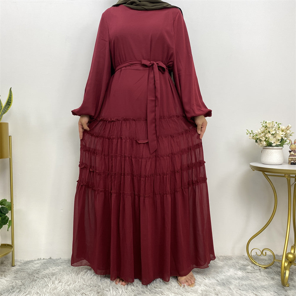 Elegant Double Chiffon Loose Hem Islamic Dress