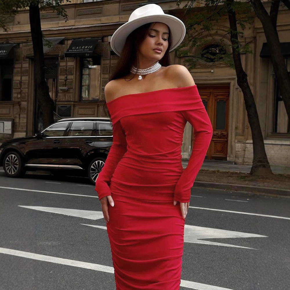Women's One-Shoulder Smocked Long Dress