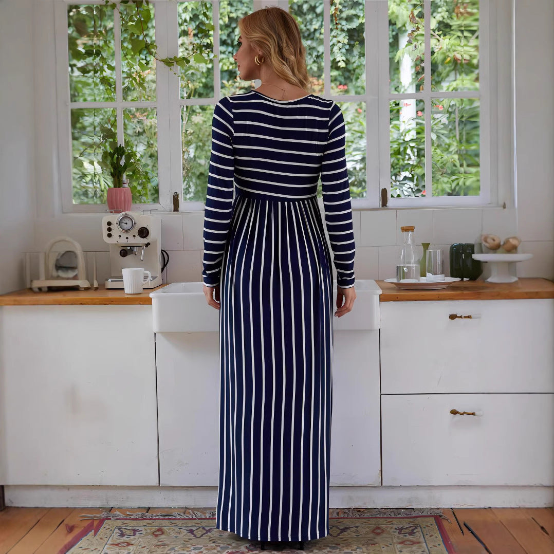 Nautical Elegance Maternity Dress
