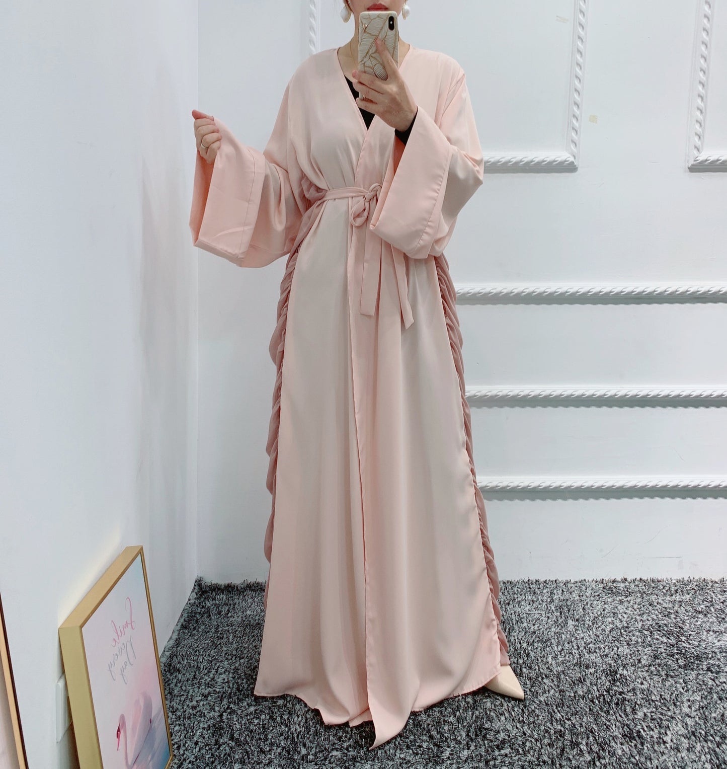 Solid Color Flowing Tie Long Dress