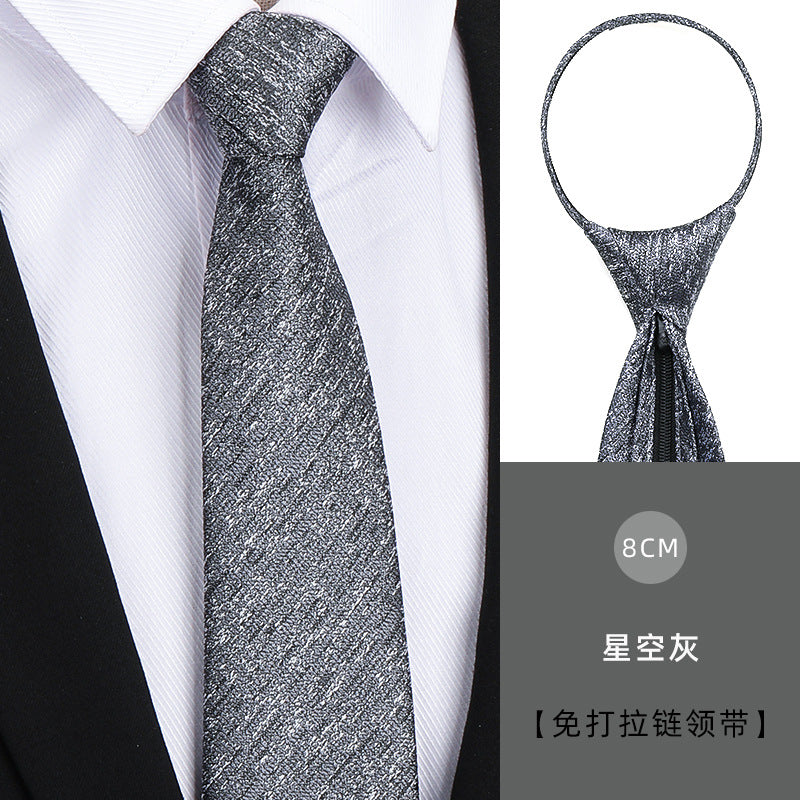 Tie men's formal wear business black glossy narrow zipper professional wedding groom korean zipper hand tie