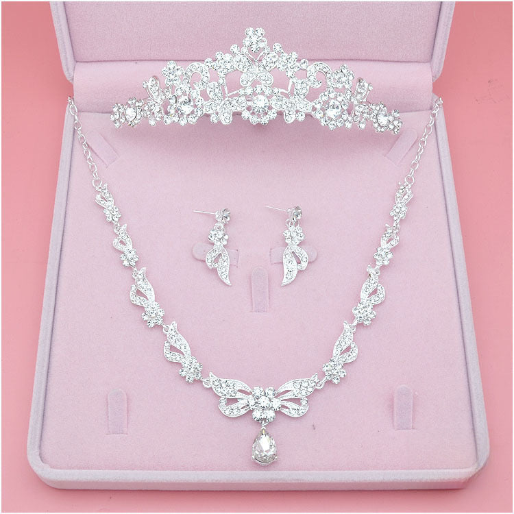 Bridal Headwear, Necklace Three-Piece Crown Wedding Accessories