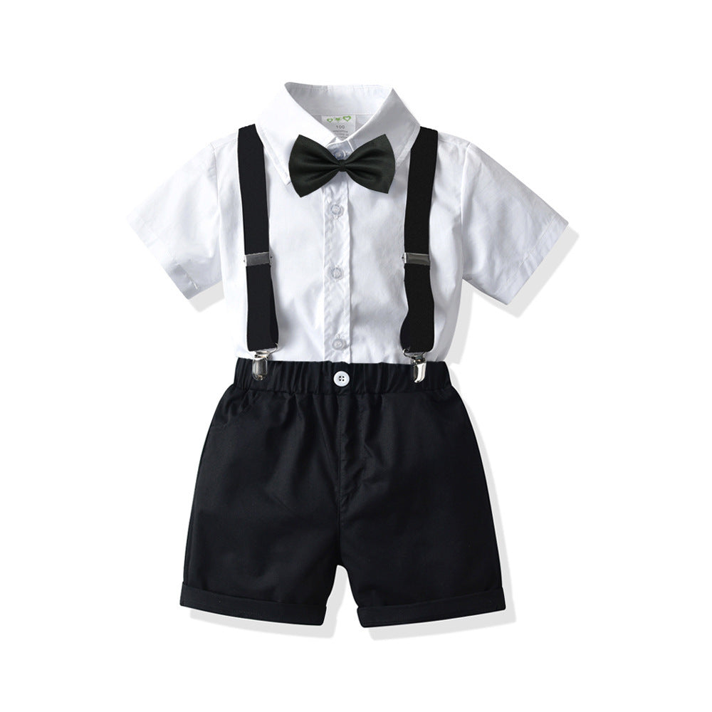 Boys' Summer Cotton Shirt & Bib Pants Set
