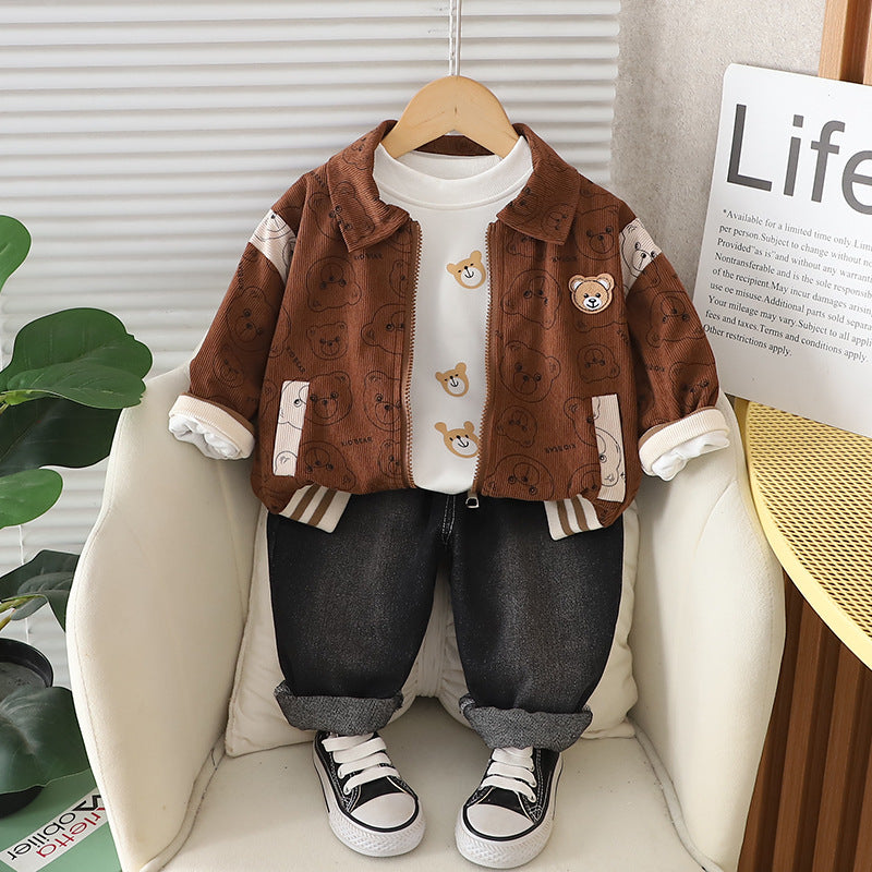 Bear Print Corduroy Set