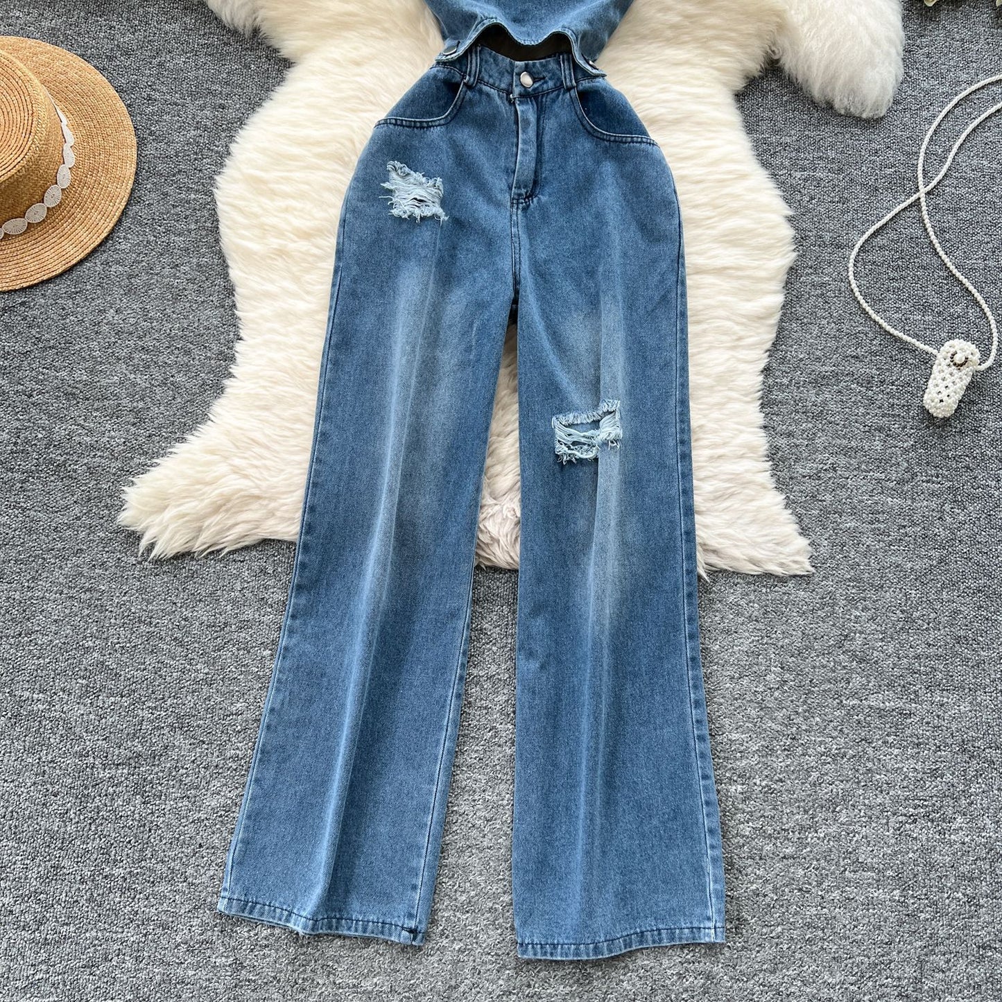 Designer Denim Jumpsuit