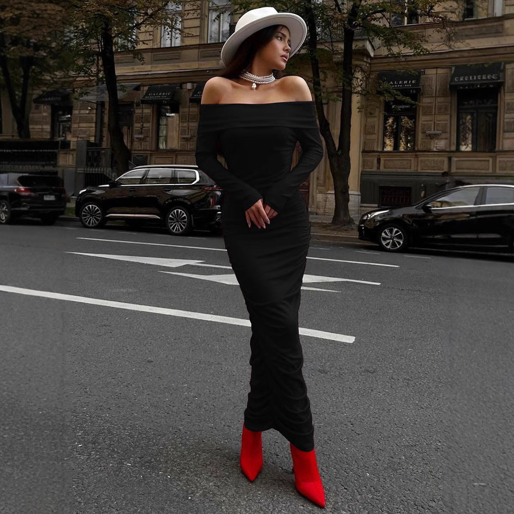 Women's One-Shoulder Smocked Long Dress