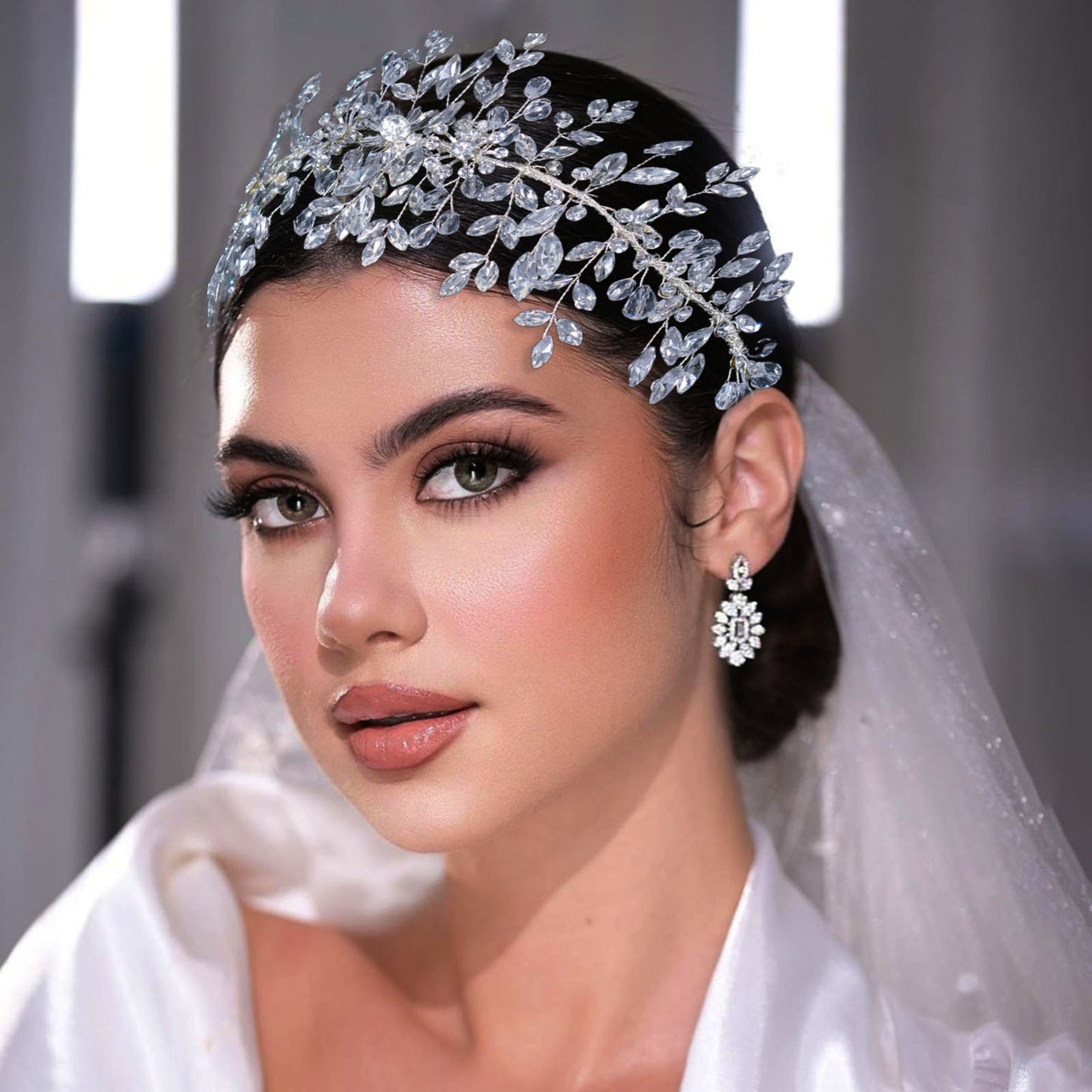 Handmade rhinestone flower cluster bridal wedding headband