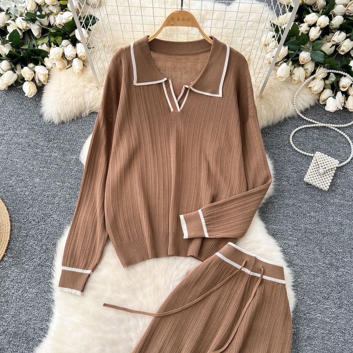Knit Sweater & Wide-Leg Pants Set