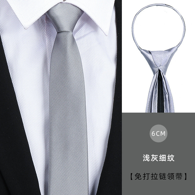 Tie men's formal wear business black glossy narrow zipper professional wedding groom korean zipper hand tie