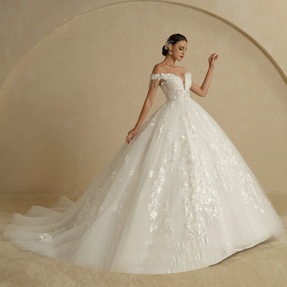 Bride's One Shoulder Slim Main Wedding Dress
