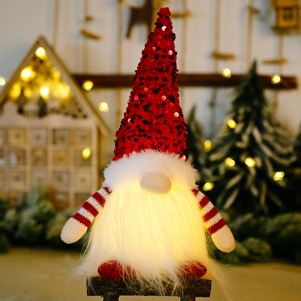 Christmas sequins with lights Rudolph doll decoration