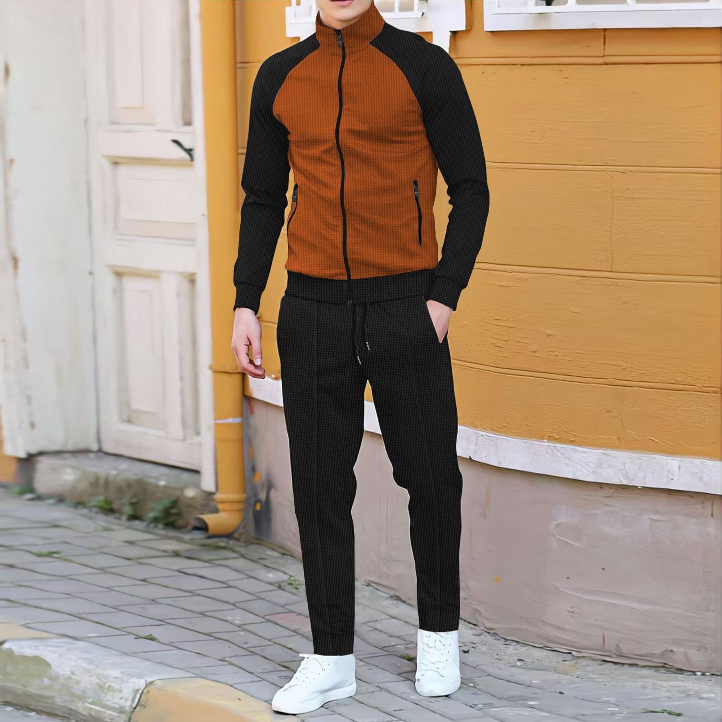 Men's Contrast Raglan Sleeve Tracksuit